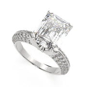 Daria Emerald Cut Pave 6 Prong Engagement Ring Setting - Nivetta